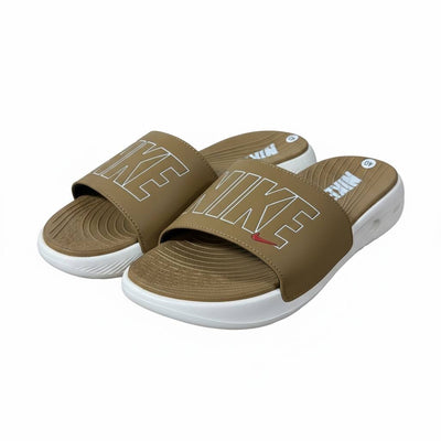 Nike Air Cushion Slides Tan & White 🤎🤍 | Premium Comfort Summer Edition 👟🔥