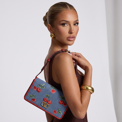 🍒 Valentino Cherry Denim Crossbody Bag