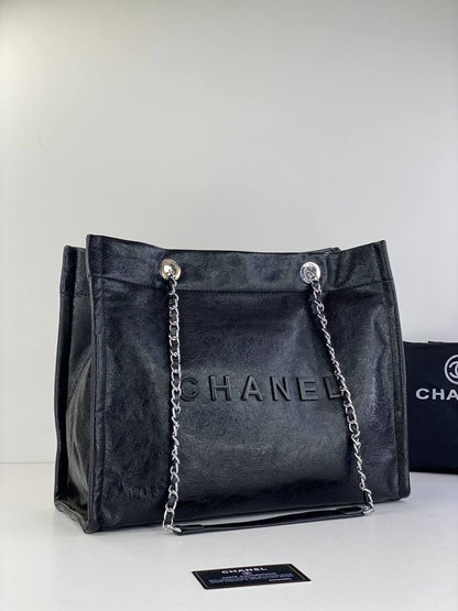 Chanel Black Calfskin Leather Tote Bag