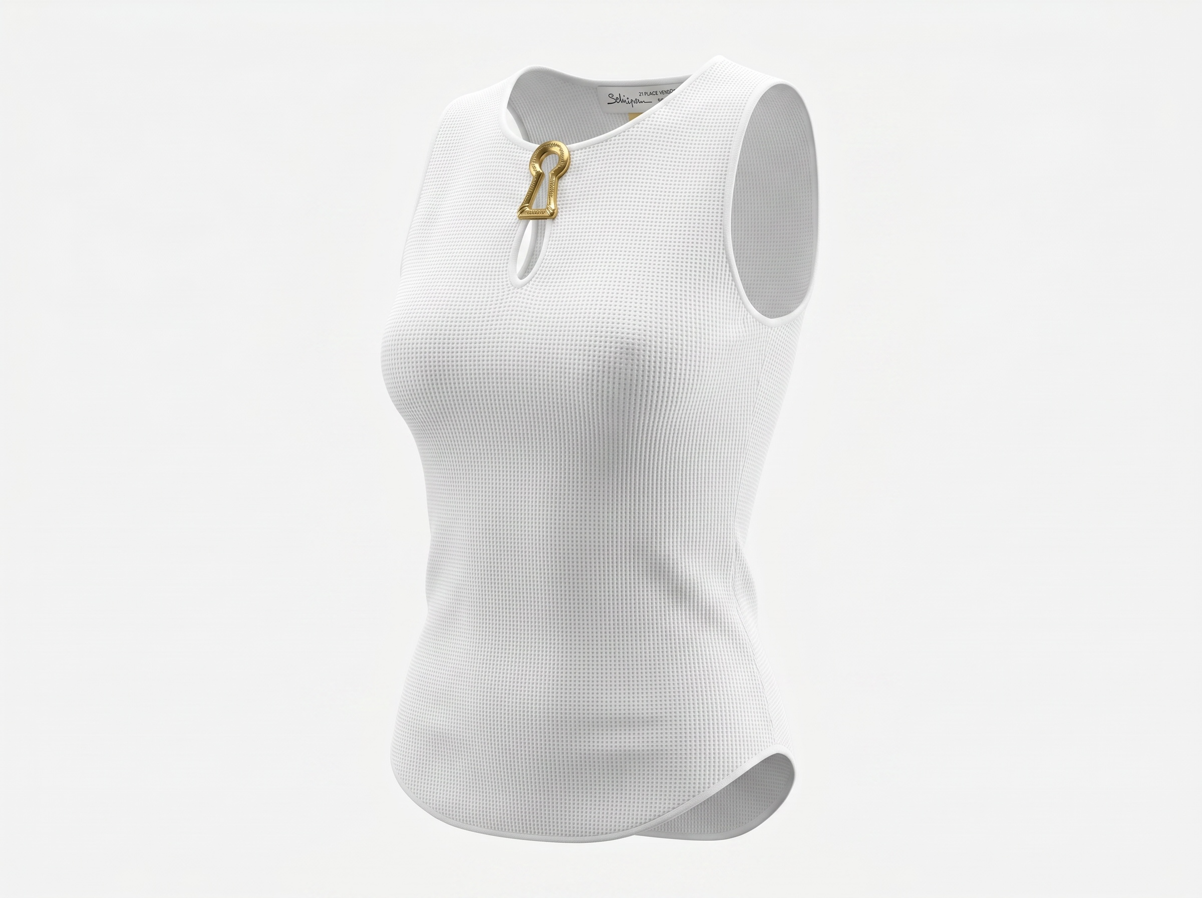 🤍 Schiaparelli Keyhole Ribbed Knit Tank Top – White