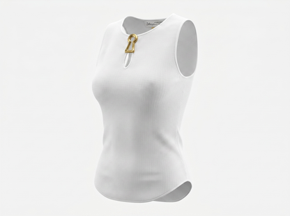 🤍 Schiaparelli Keyhole Ribbed Knit Tank Top – White