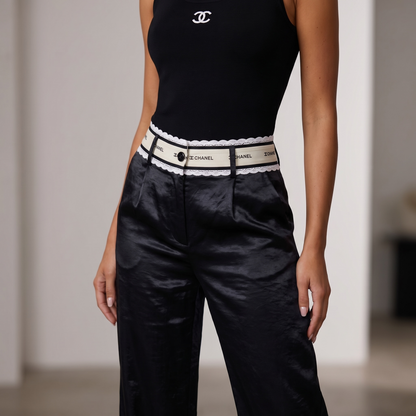 Chanel Noir Satin Straight-Leg Trousers 🖤✨