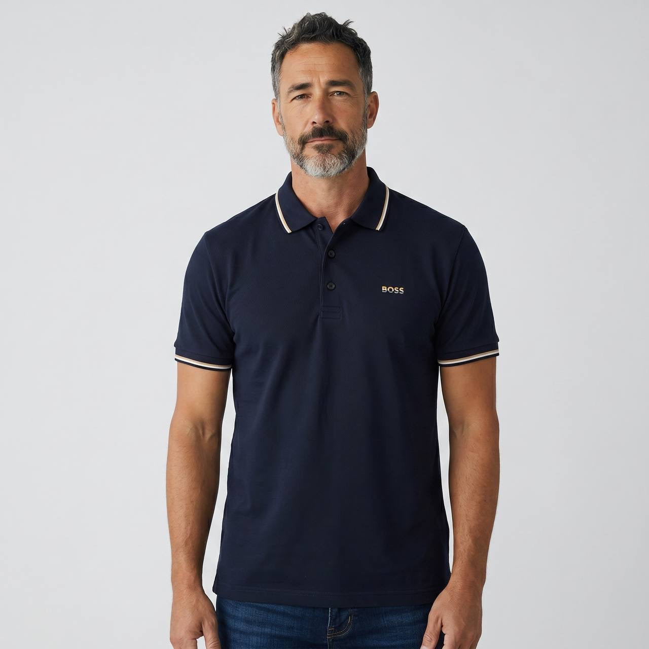 ✨ Hugo Boss navy Textured Polo Shirt – Luxury Smart Casual Collection 👔🔥
