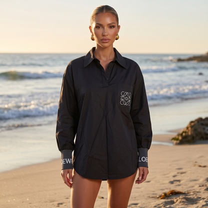 Loewe Embroidered Cotton Beach Shirt – Black 🖤🌊