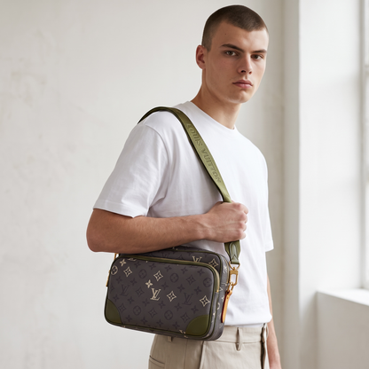 👜✨ Louis Vuitton Outdoor Messenger – Monogram Eclipse Khaki 💚🖤