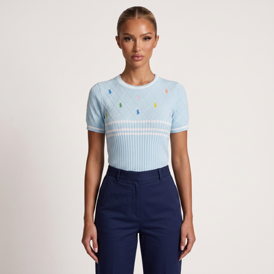 🩵 Polo Ralph Lauren Multicolor Pony Knit Top | One Size