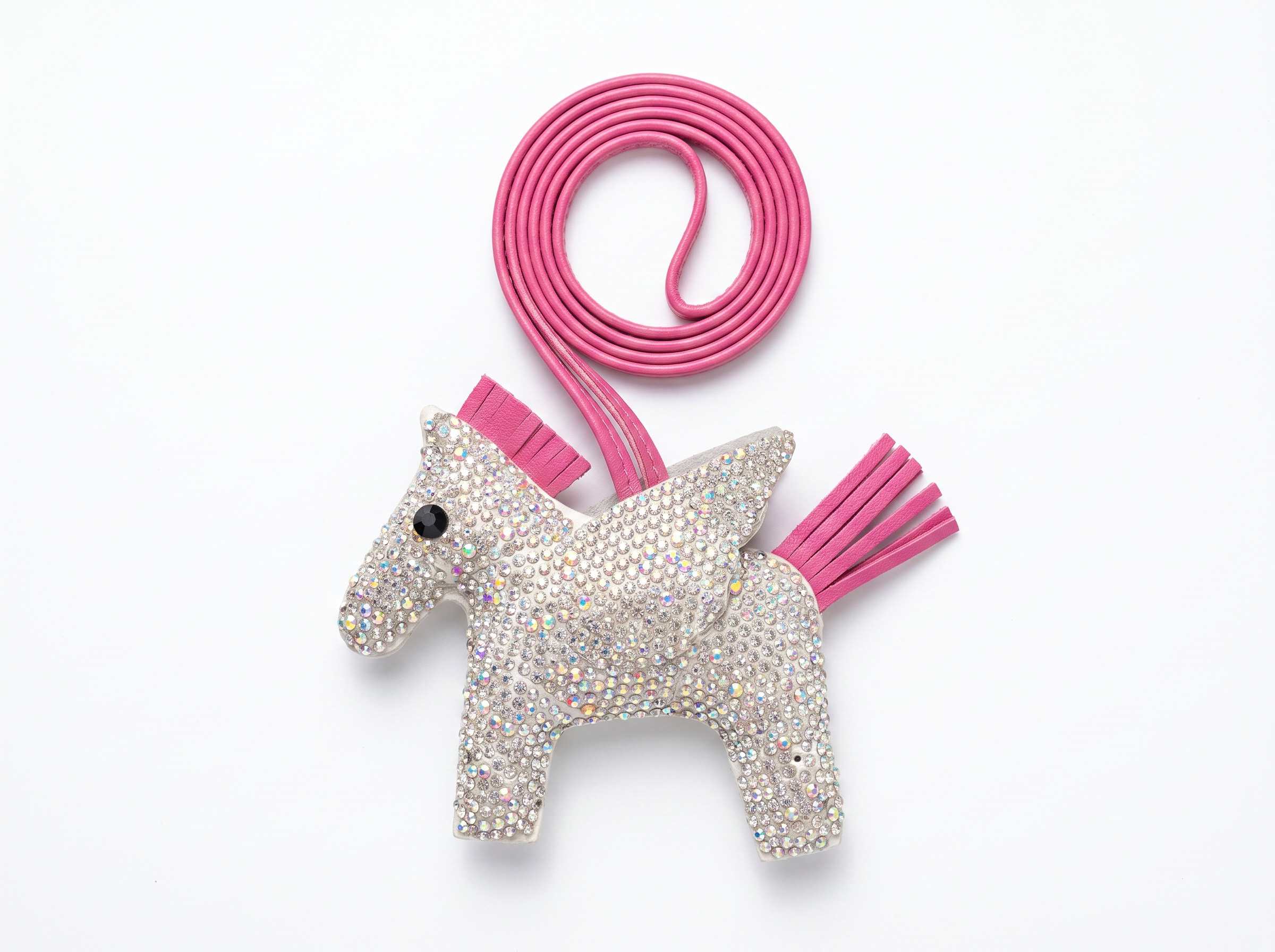 HERMÈS Rodeo Horse Charm 🐎✨ | Crystal Luxury Bag Accessory in Pink & Silver