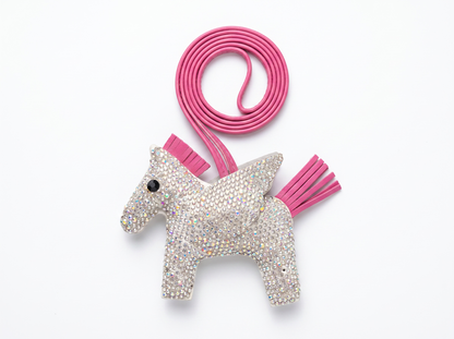 HERMÈS Rodeo Horse Charm 🐎✨ | Crystal Luxury Bag Accessory in Pink & Silver