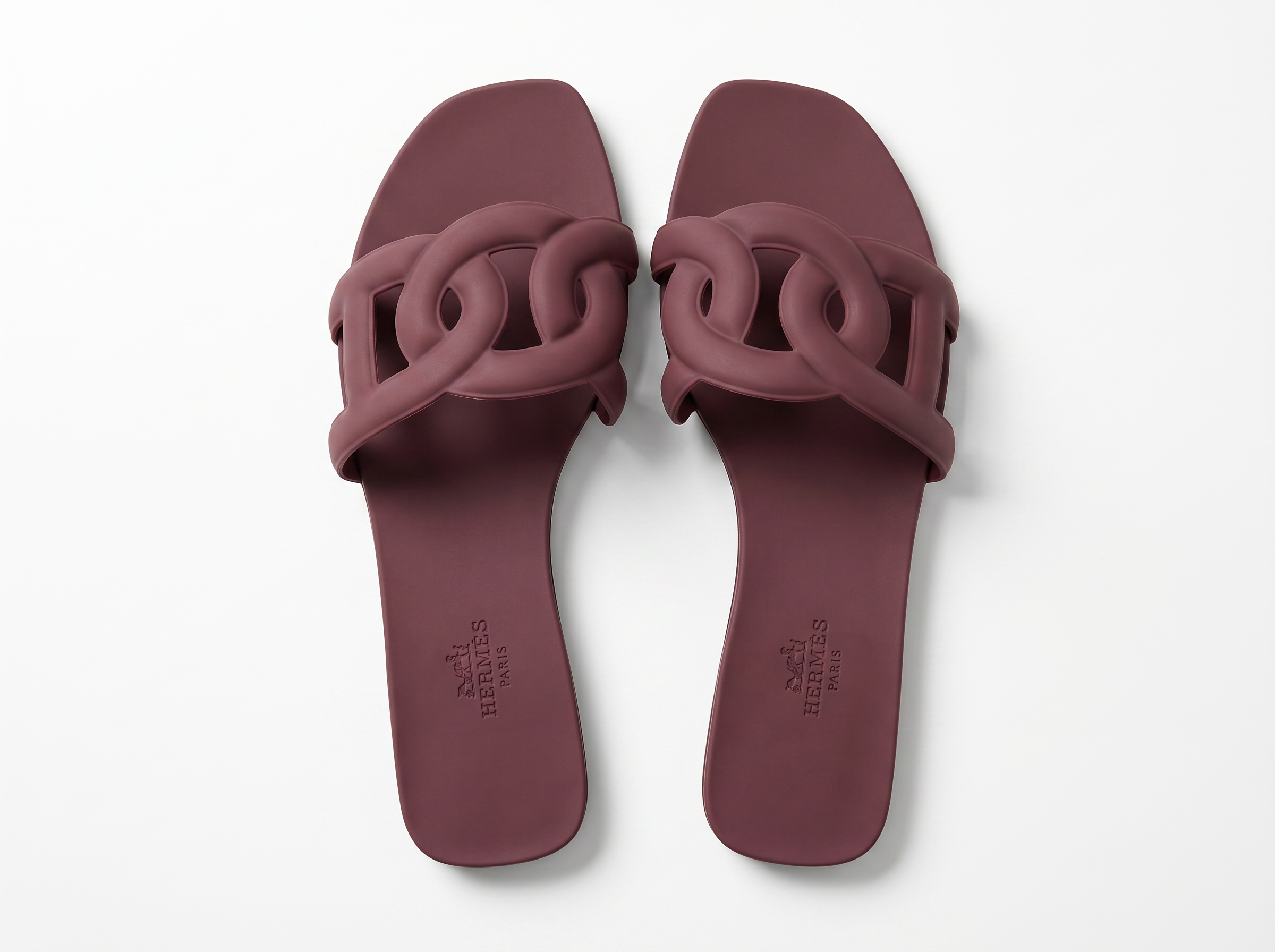 Hermès Chypre Rubber Sandals – Burgundy Plum 🍷✨