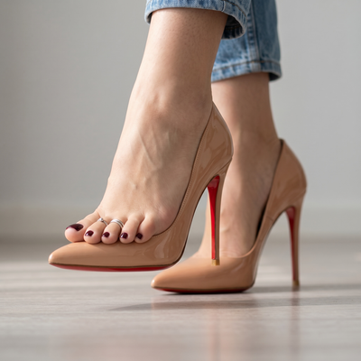 Christian Louboutin Nude Patent Red Bottom Heels 👠✨