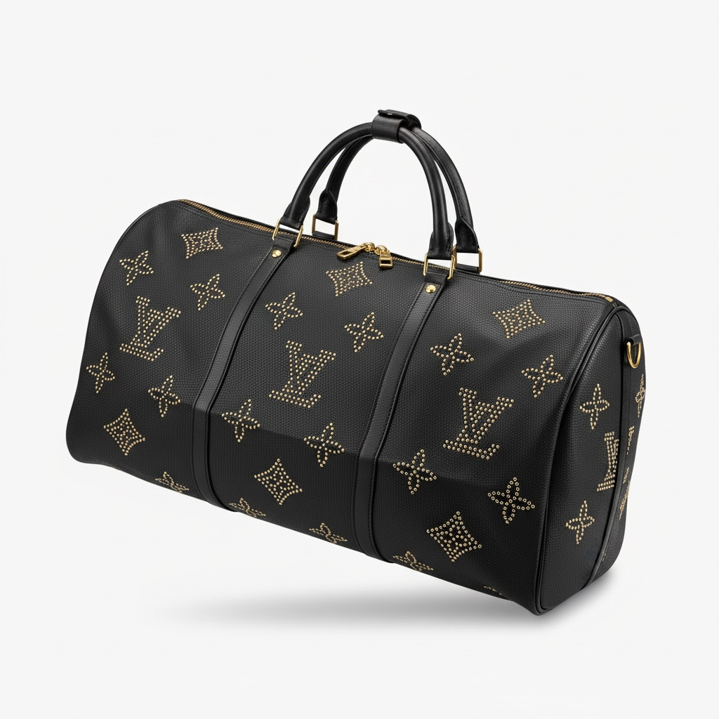 Louis Vuitton Studded Monogram Duffle – Black Gold Travel Bag ✨🖤