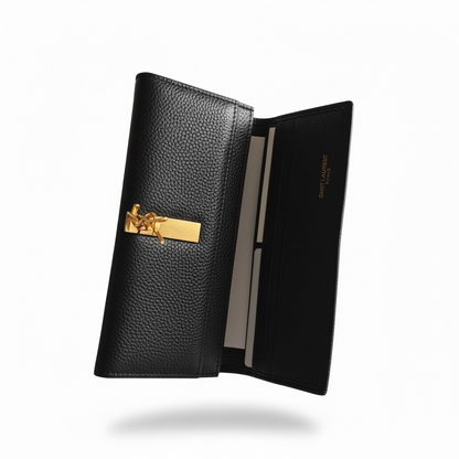 Saint Laurent YSL Black Leather Long Wallet 🖤✨