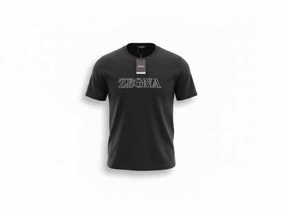 ZEGNA Signature Black Logo T-Shirt 🖤✨ Premium Minimal Style