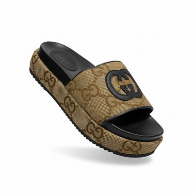 Gucci GG Canvas Platform Slides 🖤✨