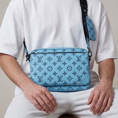 💙 Louis Vuitton Monogram Eclipse Messenger Bag Set – Sky Blue