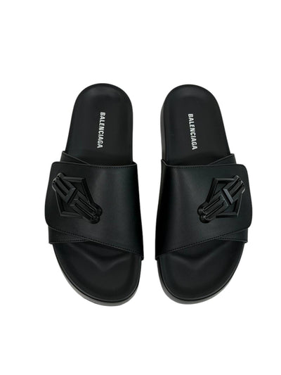 Balenciaga BB Logo Slide Sandals – All Black Edition 🖤🔥