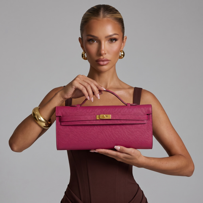 💗 Hermès Pink Leather Kelly Style Clutch
