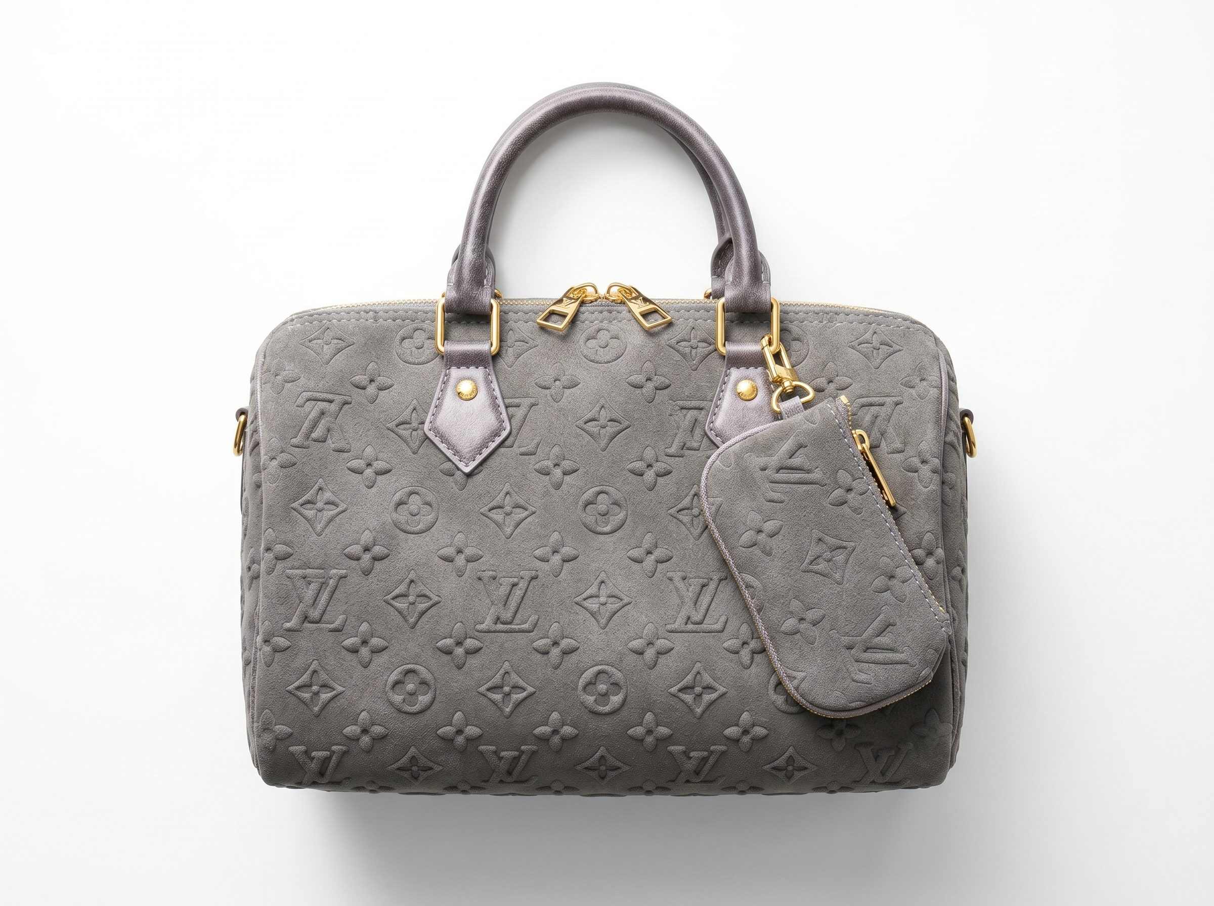 🩶 Louis Vuitton Speedy Bandoulière Monogram Embossed Suede Bag ✨