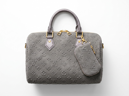 🩶 Louis Vuitton Speedy Bandoulière Monogram Embossed Suede Bag ✨