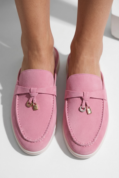 LORO PIANA Style Pink Suede Mule Loafers 💗✨ | Chic Comfort Edition
