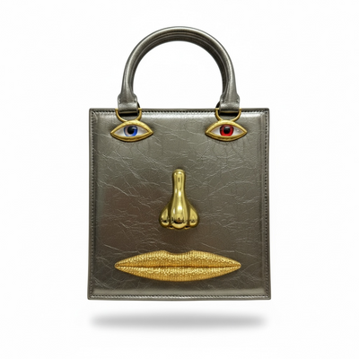 Schiaparelli Metallic Face Mini Tote – Champagne Gold Surreal Edition 👁✨