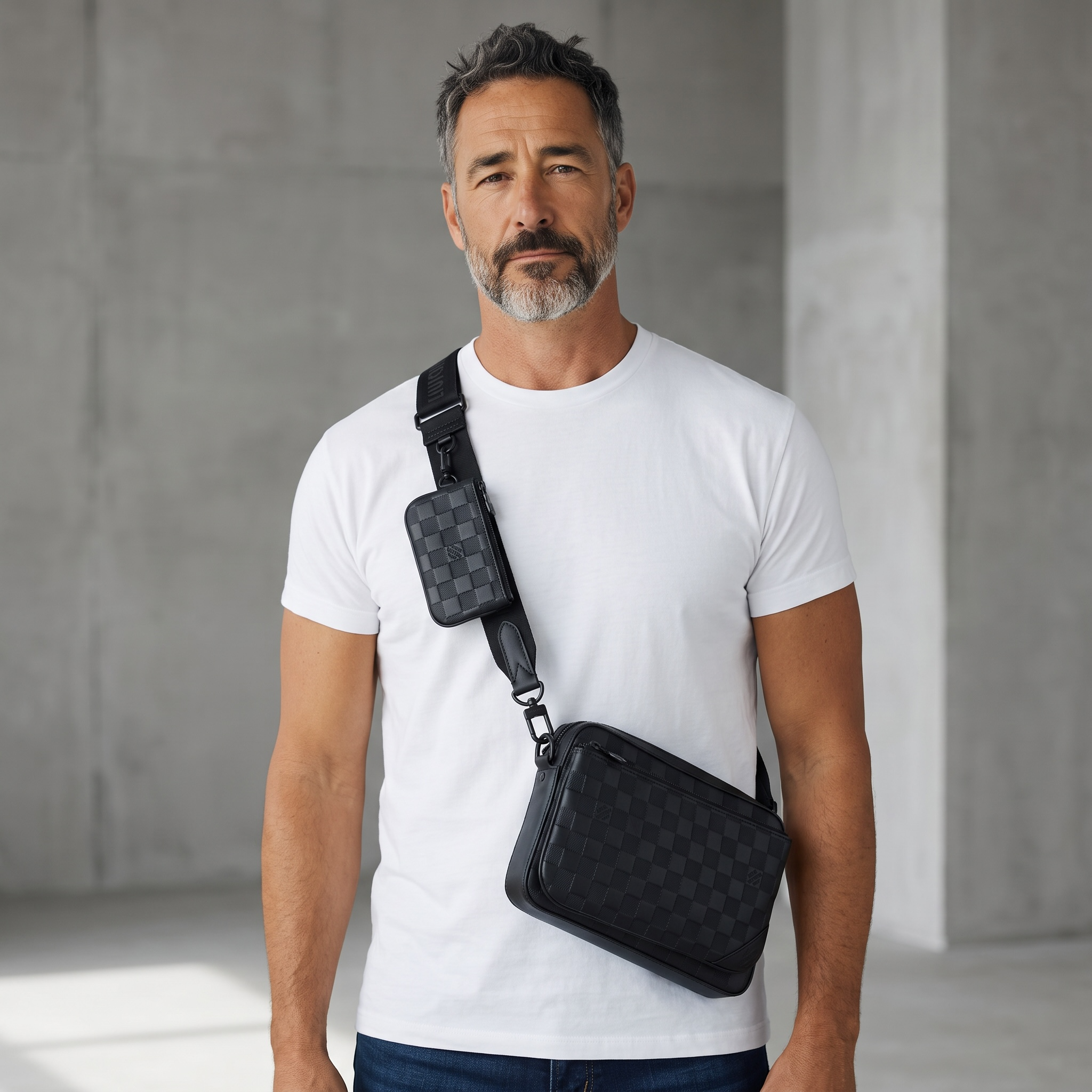 Louis Vuitton Damier Leather Crossbody Bag – Black