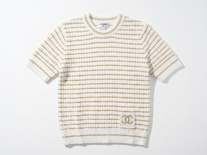 🤍 Chanel Metallic Stripe Knit Top