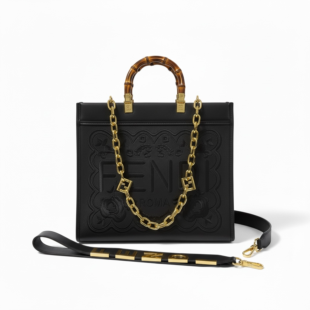 Fendi Roma Embossed Black Tote 🖤✨ | Luxury Designer Handbag