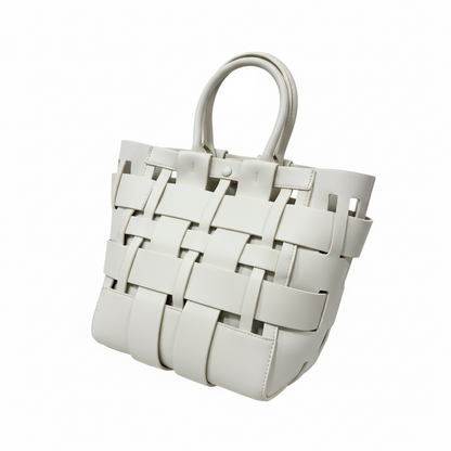 🤍✨ Bottega Veneta Intrecciato Woven Leather Tote – Ivory ✨🤍