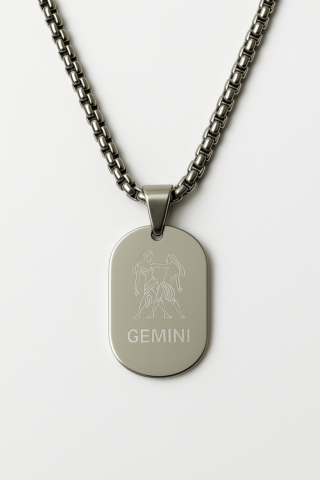 Gemini Zodiac Necklace ♊ – Dual Personality Pendant in Stainless Steel | 40cm Anti-Rust Chain