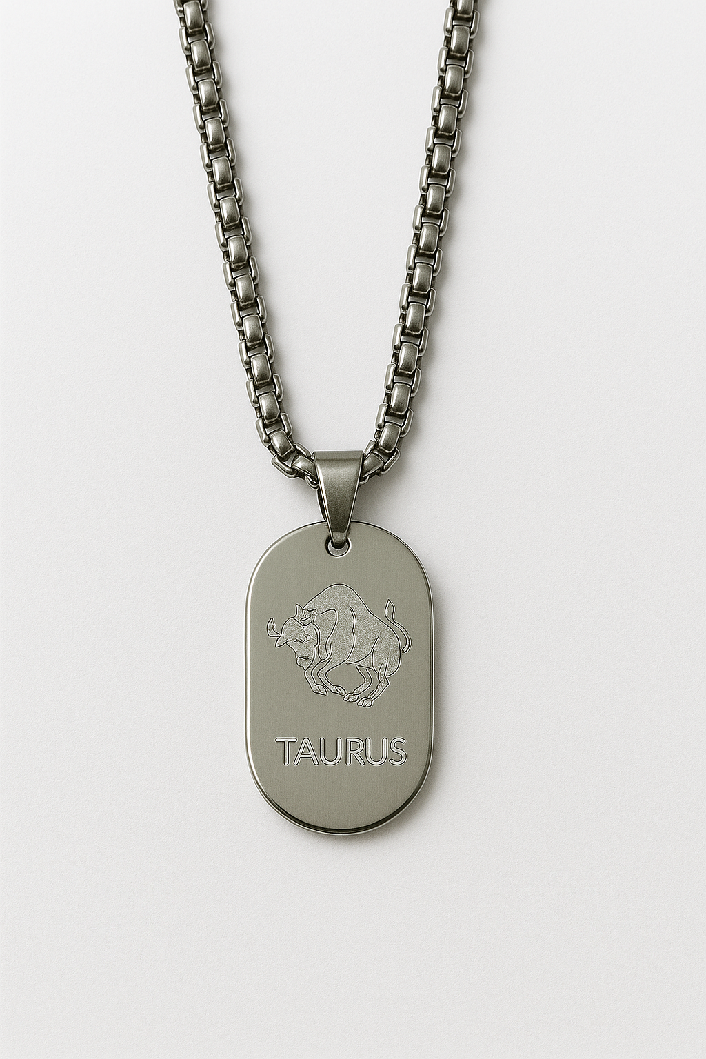 Taurus Zodiac Necklace 🐂 – Stainless Steel Horoscope Pendant, 40cm Chain