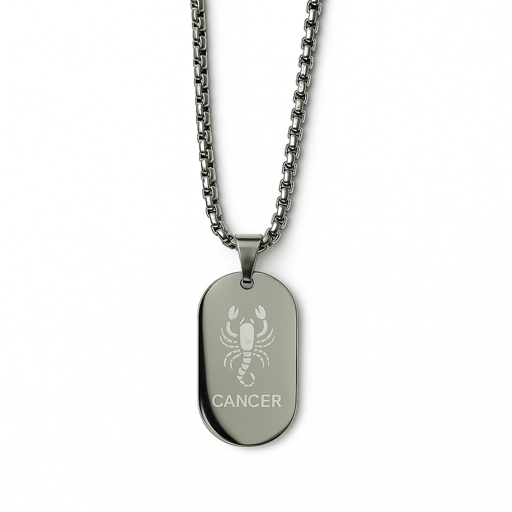 Cancer Zodiac Necklace 🦀 – Stainless Steel Horoscope Pendant, 40cm Chain