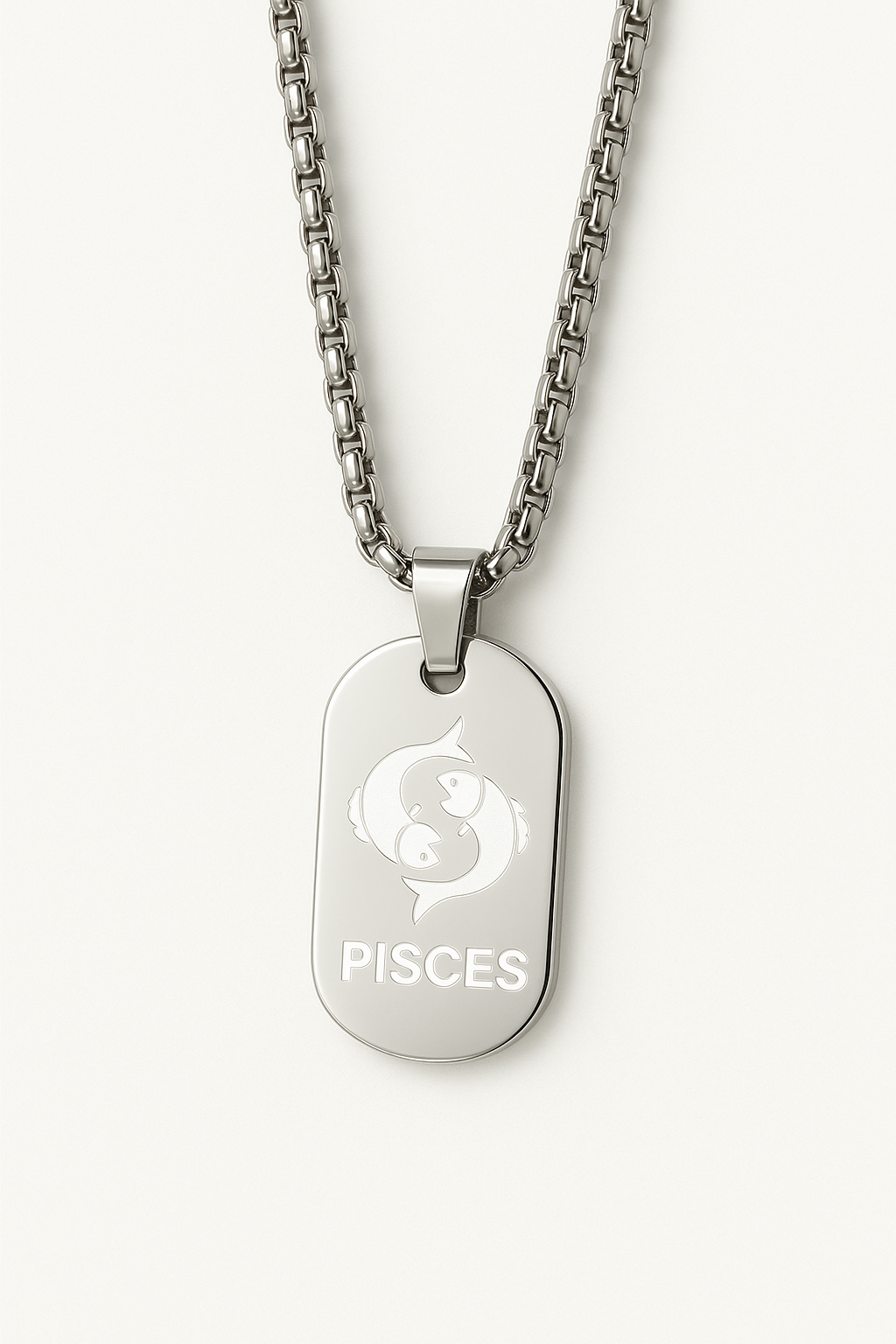 Pisces Zodiac Necklace 🐟 – Stainless Steel Horoscope Pendant, 40cm Chain