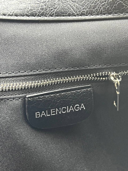 Balenciaga Leather Shoulder Bag with Silver Hardware