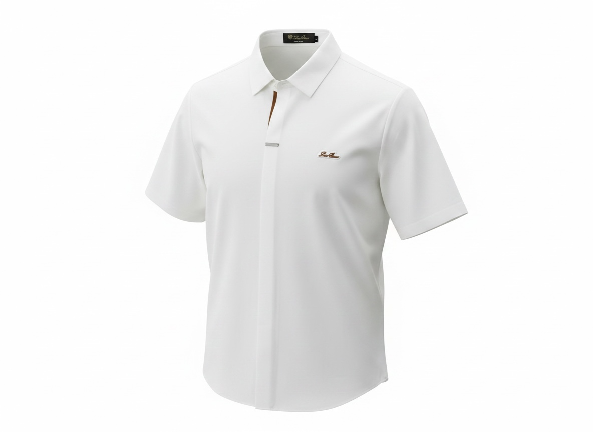 Loro Piana White Minimal Polo Shirt 🤍✨ Premium Metal Detail Fit