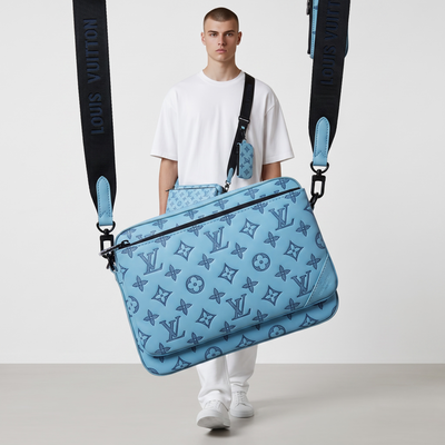 💙 Louis Vuitton Monogram Eclipse Messenger Bag Set – Sky Blue
