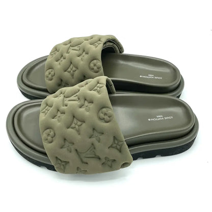 Louis Vuitton Monogram Embossed Comfort Slide Sandals 🫒