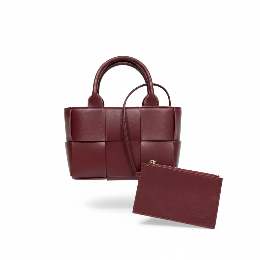 🤎 Burgundy Bottega Veneta Mini Intrecciato Tote & Card Holder