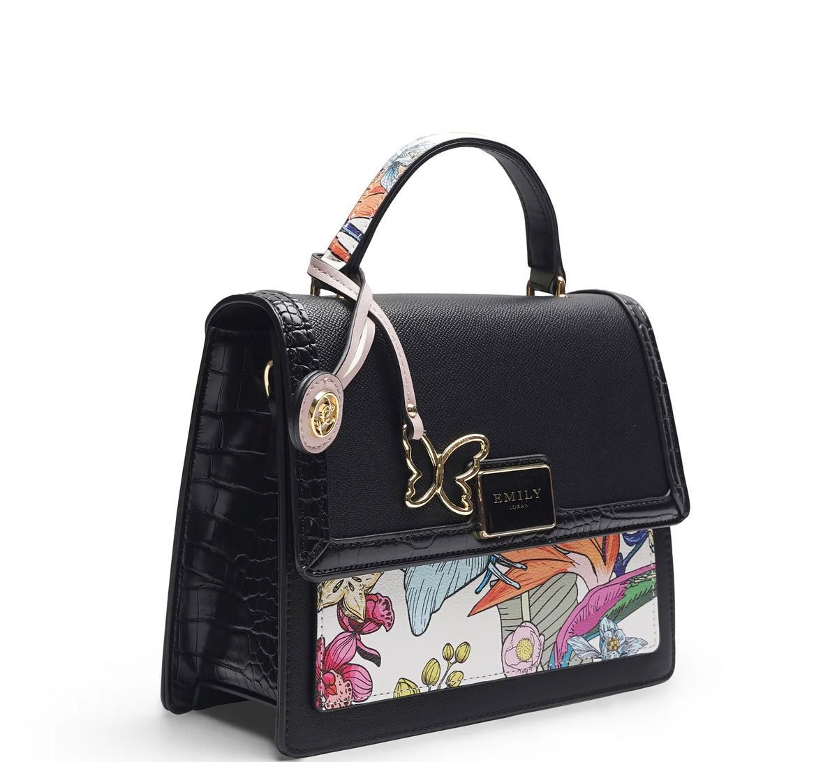 Emily Loran Black Floral Crossbody Bag 🖤👜🌸