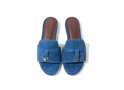 LORO PIANA Style Blue Suede Slides 💙✨ | Casual Luxury Edition