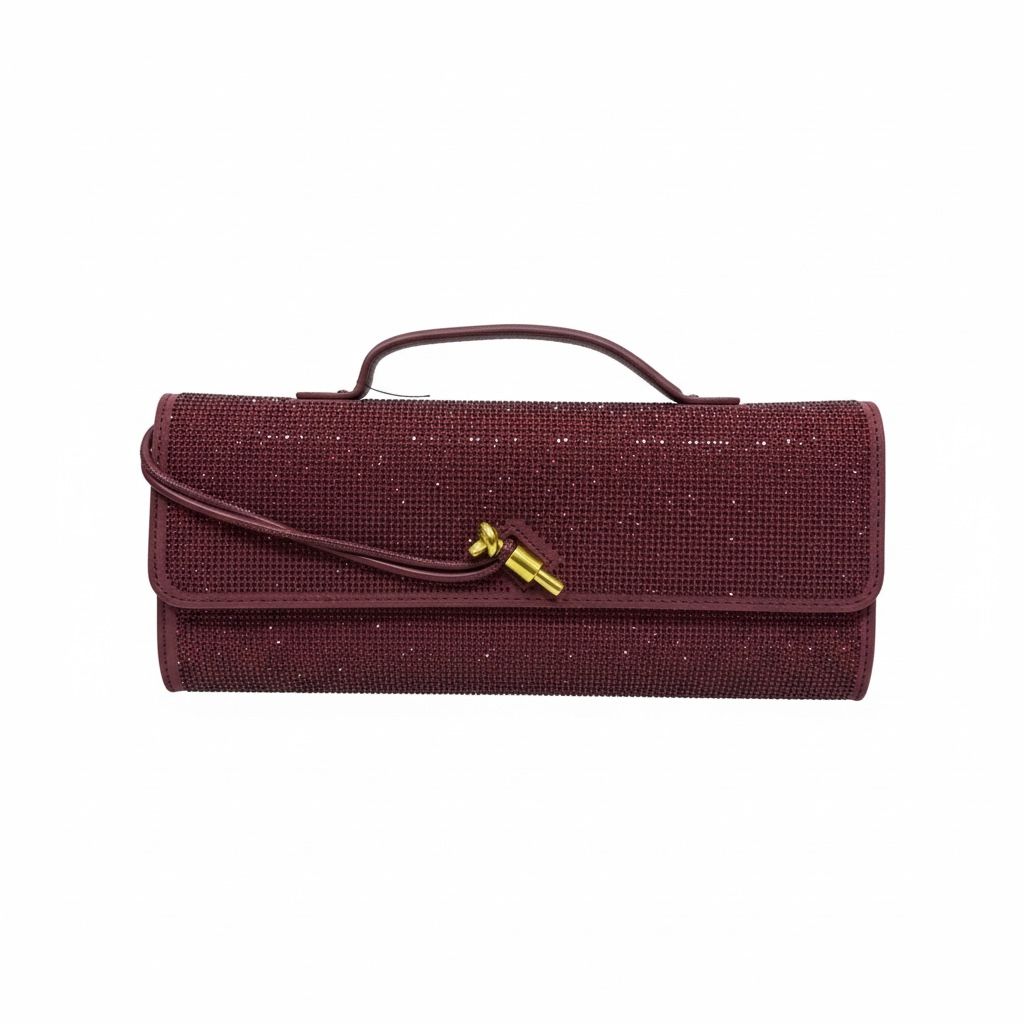 ✨ Bottega Veneta Burgundy Crystal Knot Clutch – Luxury Evening Bag ✨