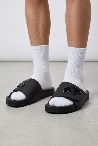 Balenciaga BB Logo Slide Sandals – All Black Edition 🖤🔥