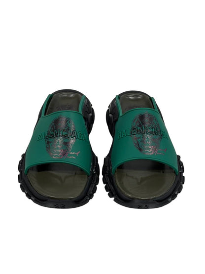 Balenciaga Graphic Slide Sandals – Green & Black Edition 💚🔥
