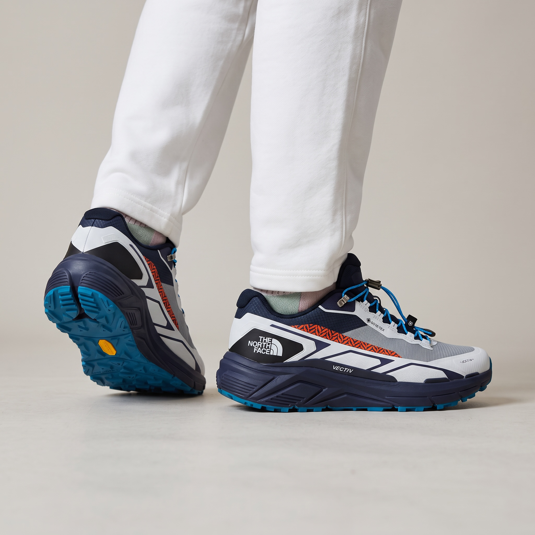 🏔️ The North Face GORE-TEX Vibram Trail Running Shoes – White/Navy