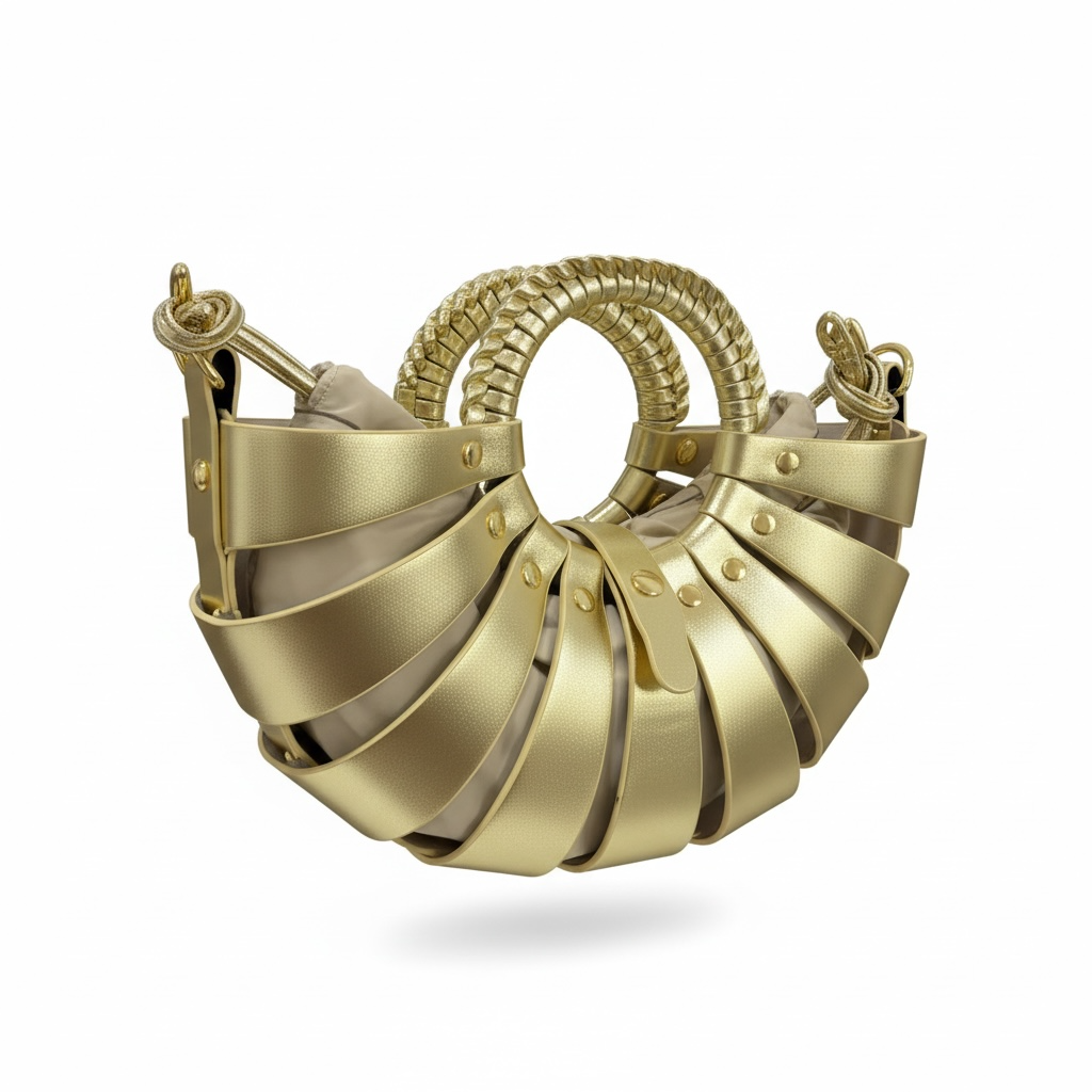 💛 Bottega Veneta Gold Shell Top Handle Bag – Metallic Sculptural Designer Handbag ✨