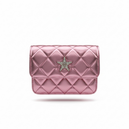 Chanel Quilted Metallic Pink Mini Flap Set – Star Detail & Matching Pouch 💗✨