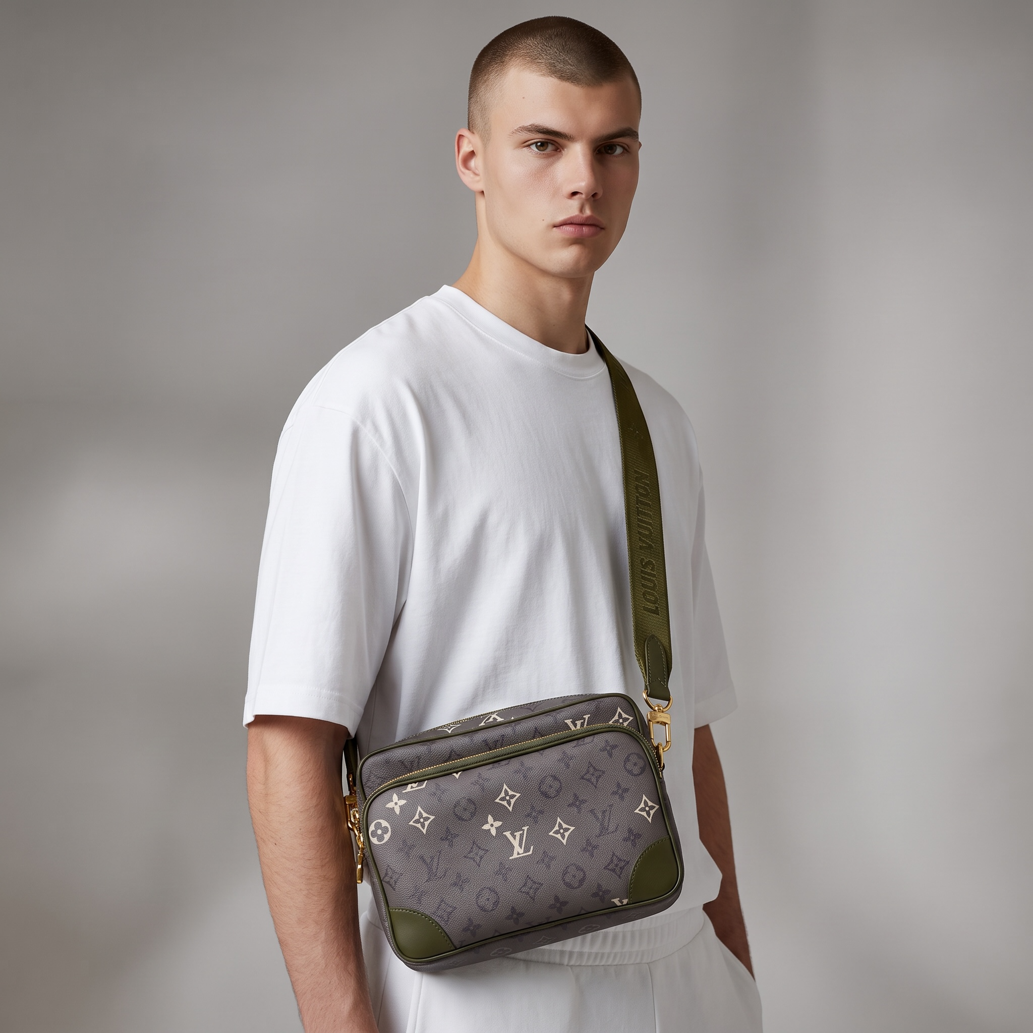 👜✨ Louis Vuitton Outdoor Messenger – Monogram Eclipse Khaki 💚🖤