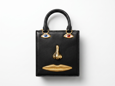 Schiaparelli Face Mini Tote – Black & Gold Surreal Edition 👁✨