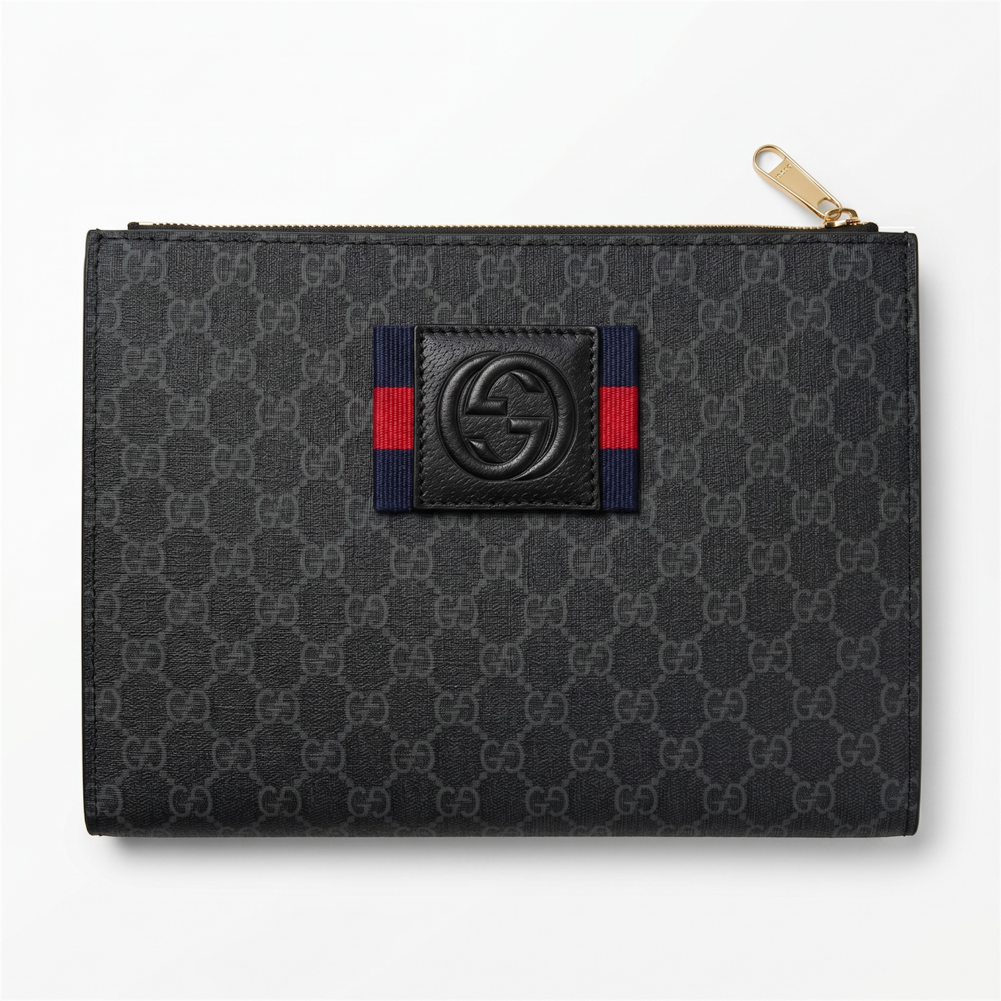 Gucci Black GG Supreme Web Logo Clutch 🖤✨🔴🔵💼🔥
