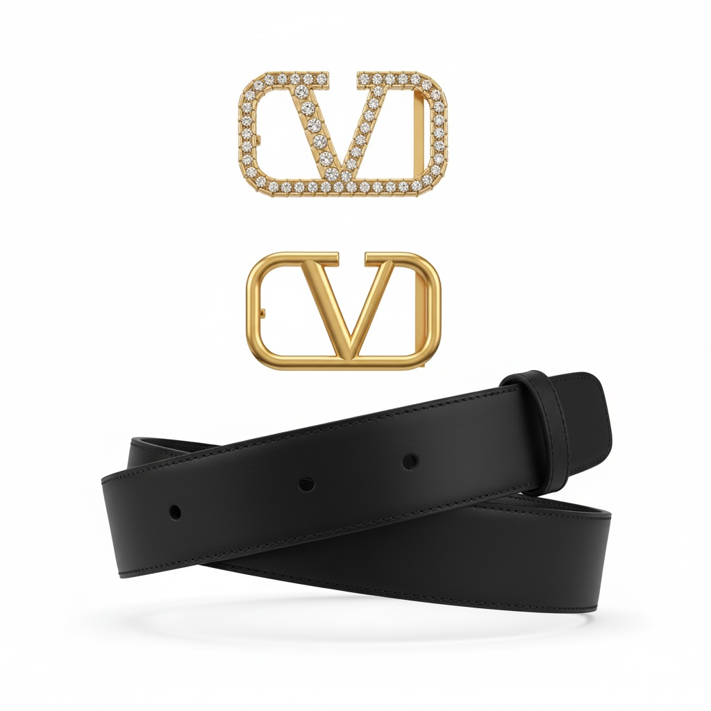 Valentino Reversible V Logo Belt Set (2 Buckles) ✨🖤